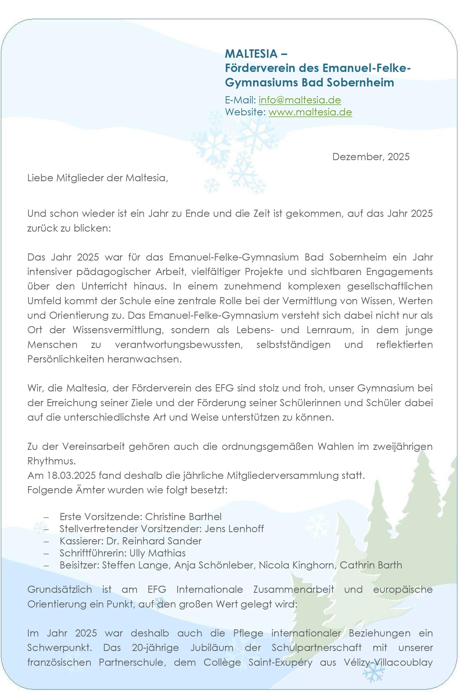 Jahres Endbrief 2025